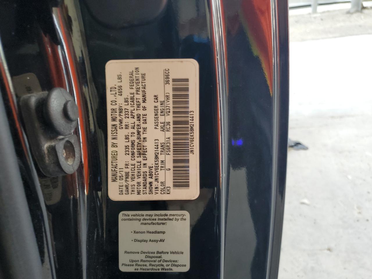 2011 Infiniti G37 Base VIN: JN1CV6EK5BM214413 Lot: 70123485