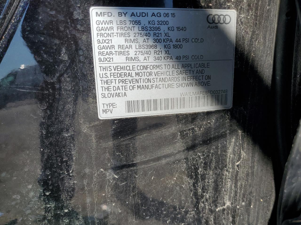 2015 Audi Q7 Tdi Premium Plus VIN: WA1LMAFE8FD032748 Lot: 71444025