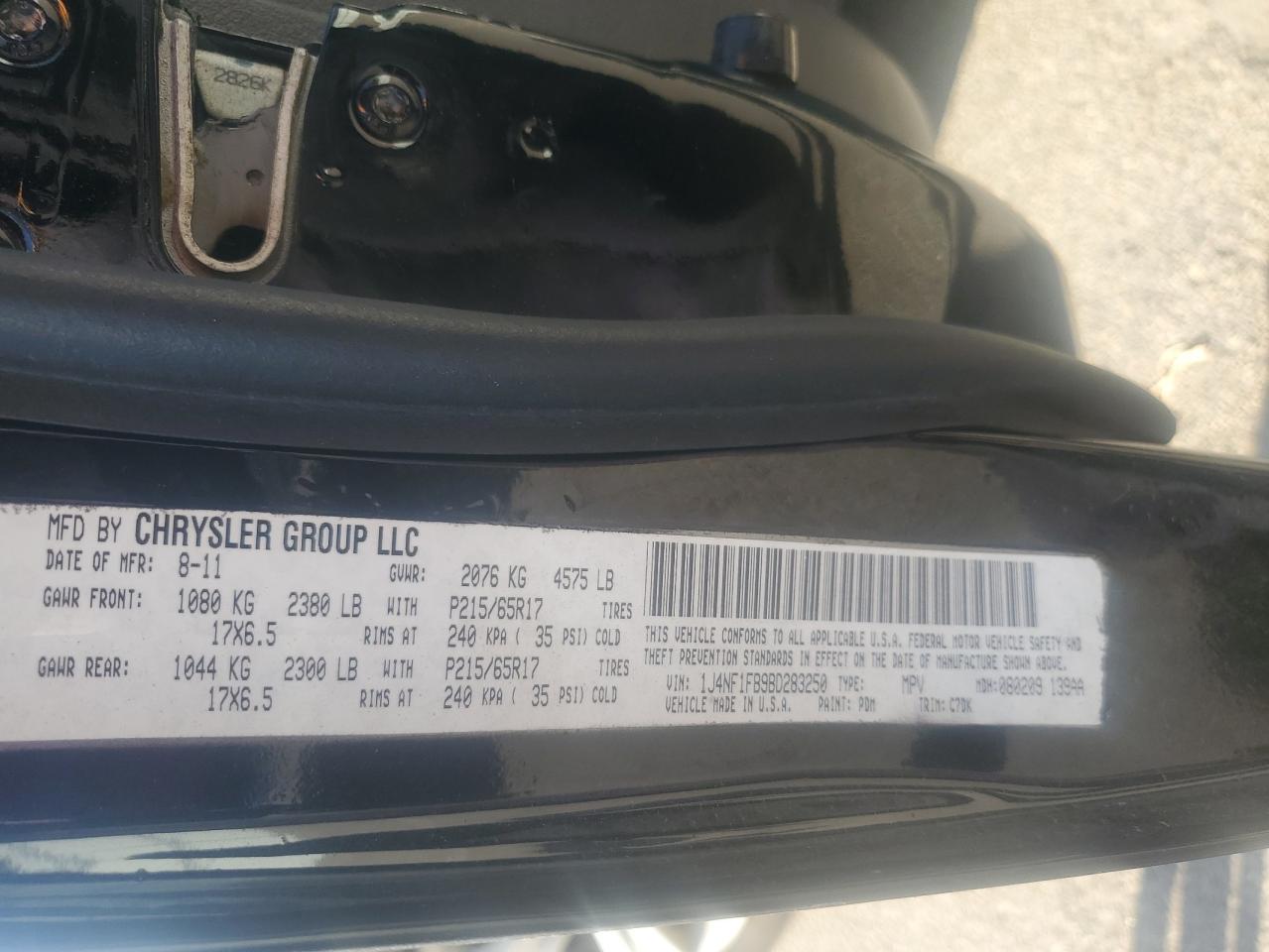 2017 Jeep Compass Sport VIN: 1J4NF1FB9BD283250 Lot: 81525795