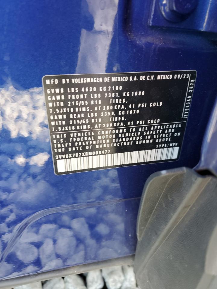 2024 Volkswagen Taos S VIN: 3VV8X7B2XRM008477 Lot: 72102635