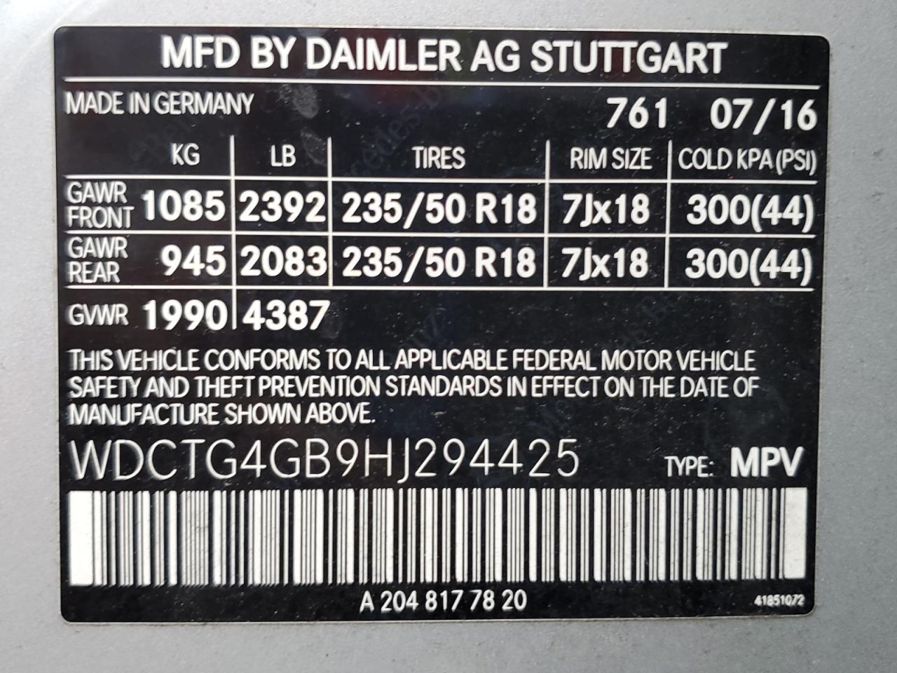 2017 Mercedes-Benz Gla 250 4Matic VIN: WDCTG4GB9HJ294425 Lot: 80142215