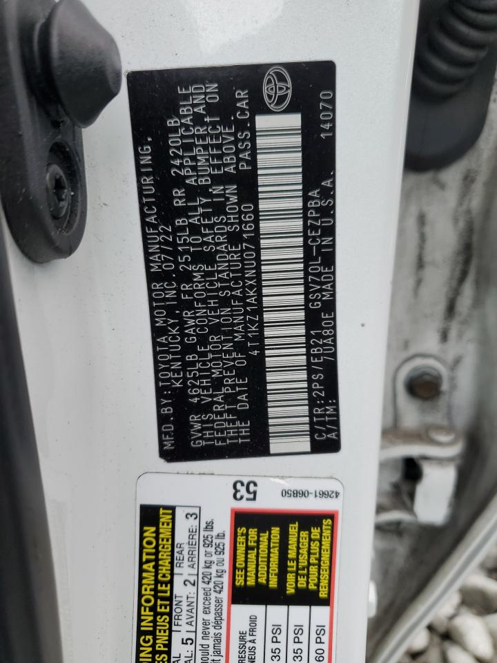 2022 Toyota Camry Trd VIN: 4T1KZ1AKXNU071660 Lot: 81825725