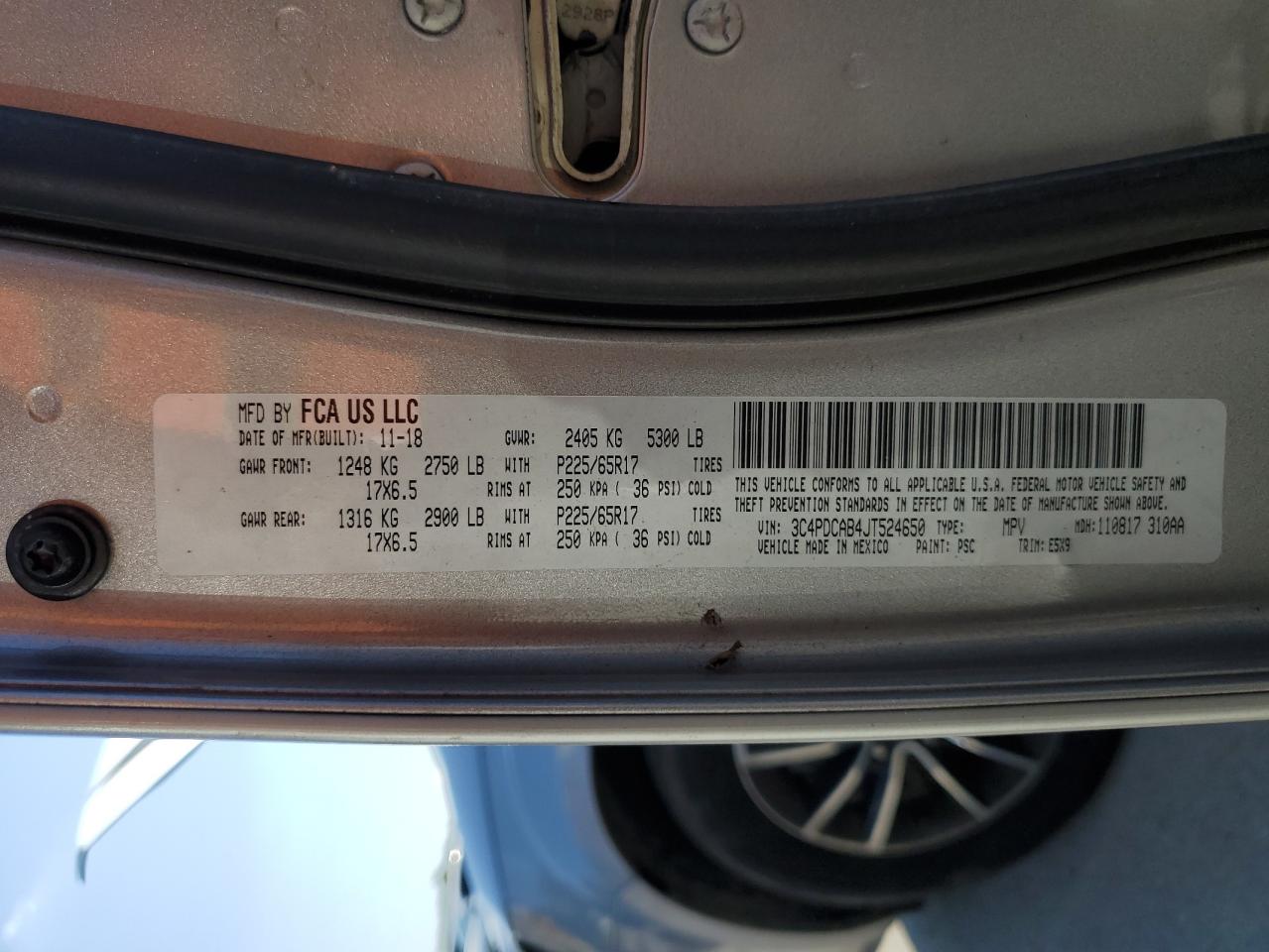 2018 Dodge Journey Se VIN: 3C4PDCAB4JT524650 Lot: 70908235