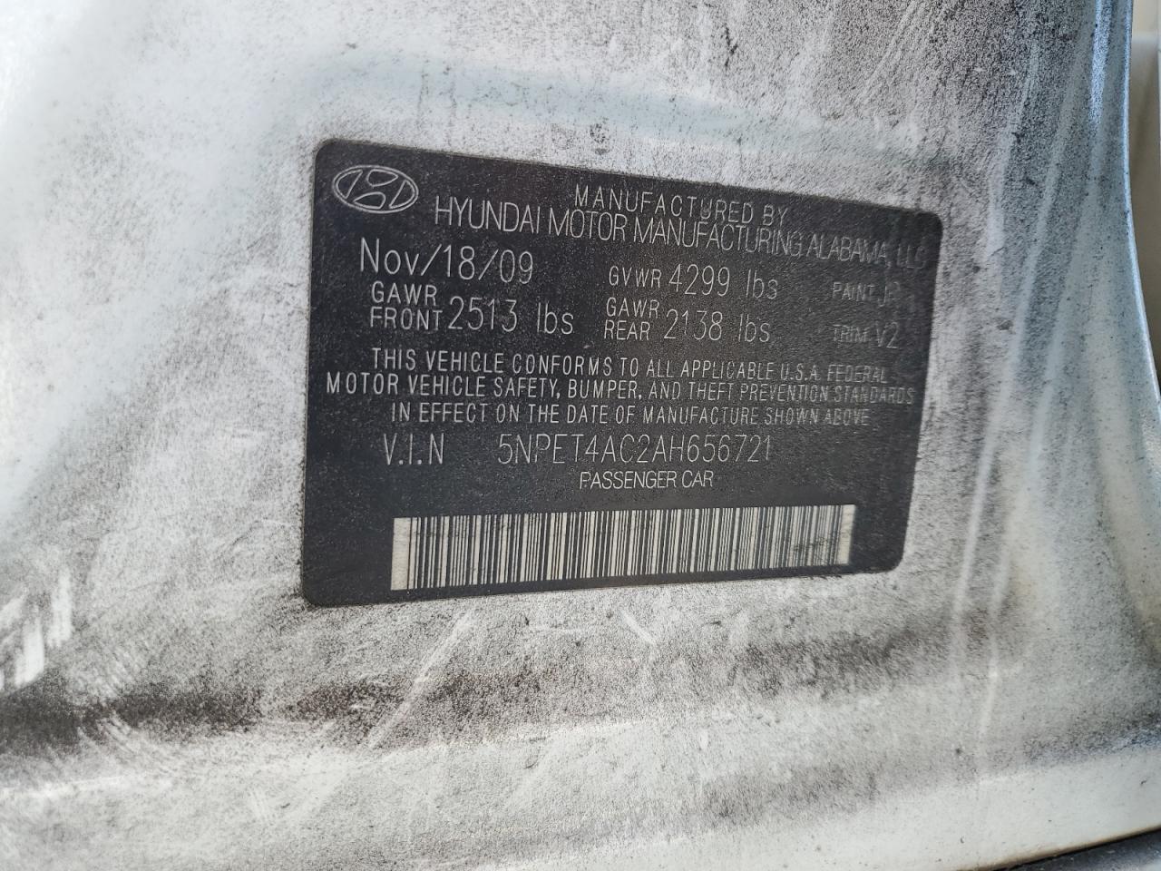 2010 Hyundai Sonata Gls VIN: 5NPET4AC2AH656721 Lot: 80732015