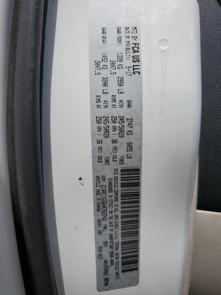 2017 Chrysler Pacifica Limited VIN: 2C4RC1GG6HR762743 Lot: 80652255