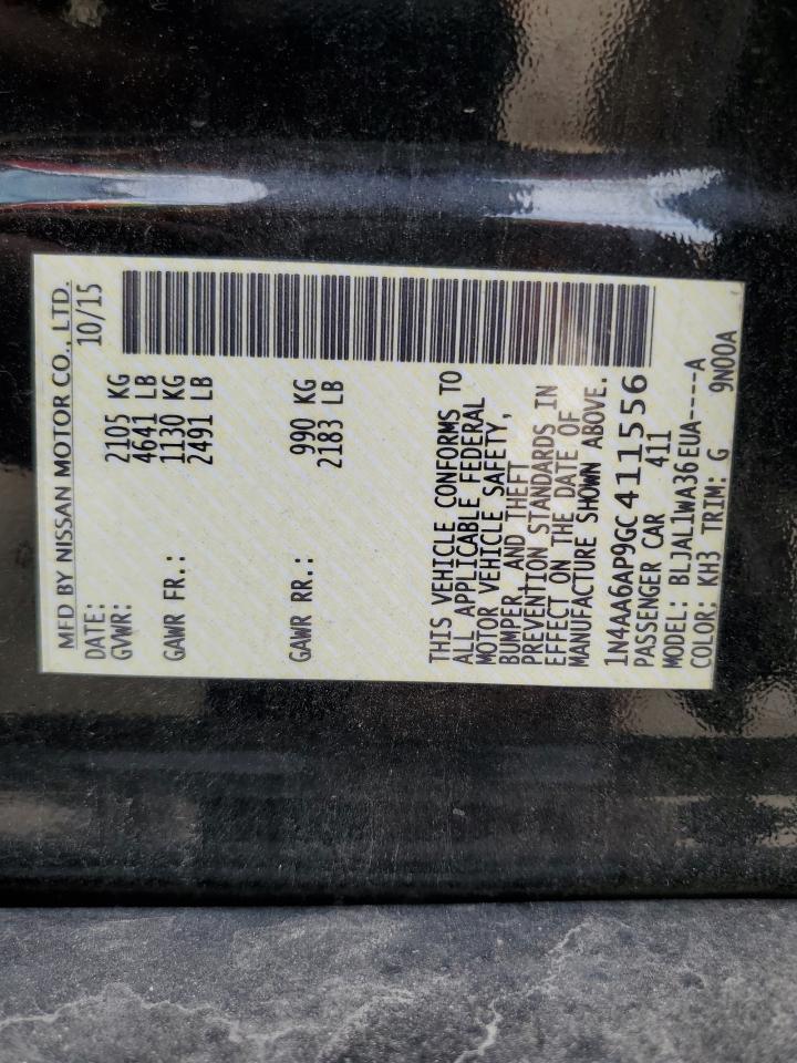 2016 Nissan Maxima 3.5S VIN: 1N4AA6AP9GC411556 Lot: 84870165