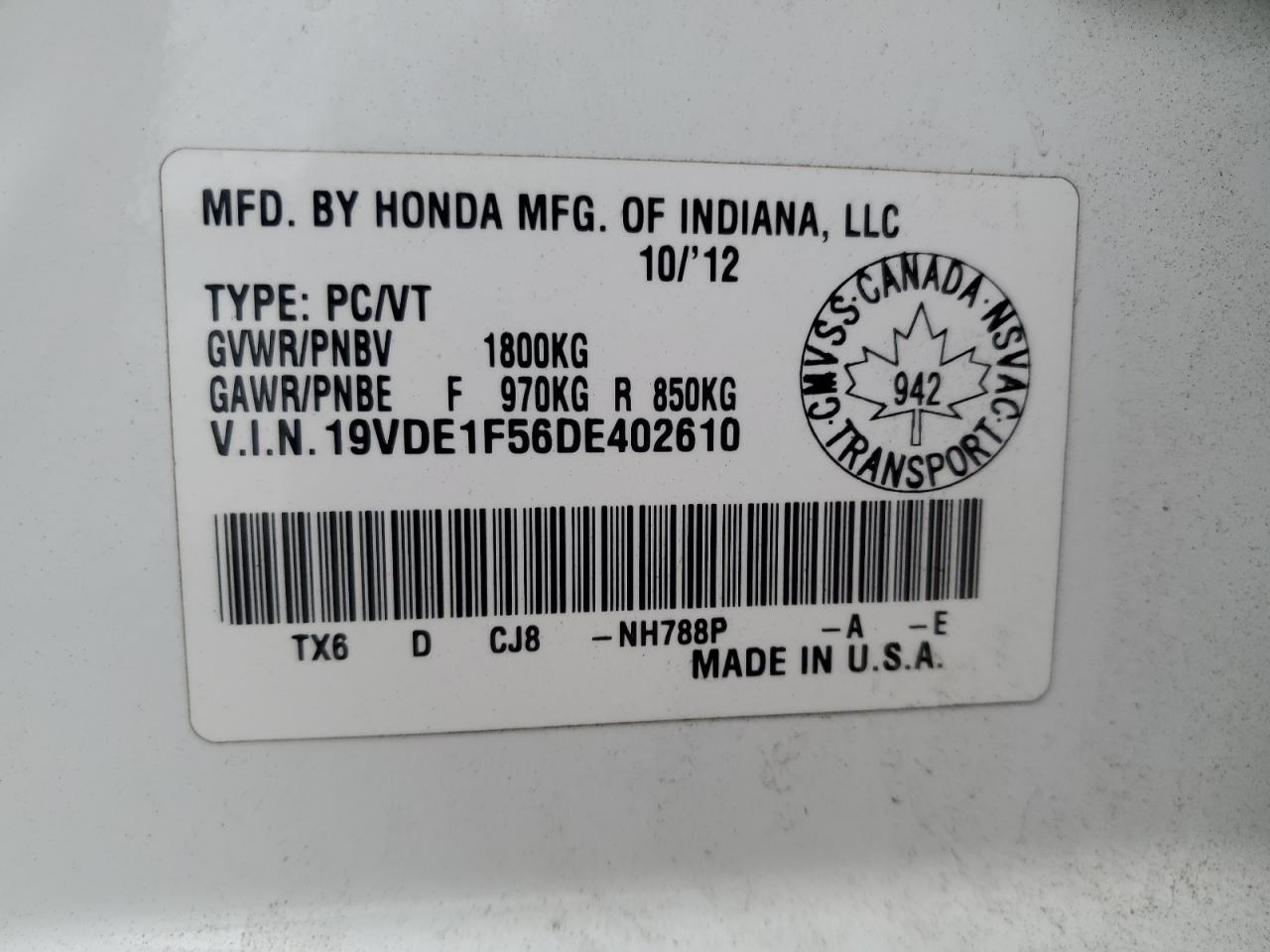 2013 Acura Ilx 20 Premium VIN: 19VDE1F56DE402610 Lot: 80739685