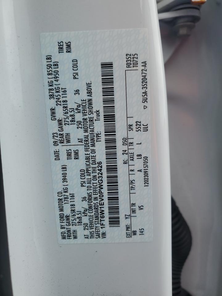 2023 Ford F150 Lightning Pro VIN: 1FT6W1EV0PWG32426 Lot: 81138445