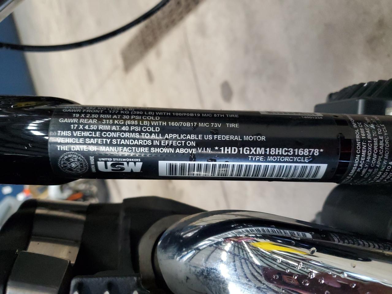 2017 Harley-Davidson Fxdb Dyna Street Bob VIN: 1HD1GXM18HC316878 Lot: 84039665