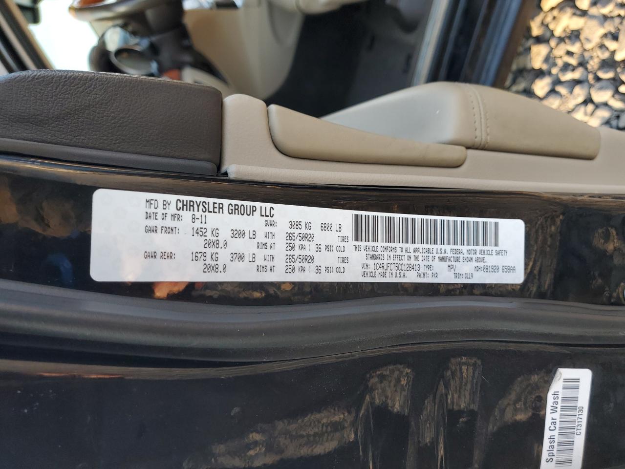 2012 Jeep Grand Cherokee Overland VIN: 1C4RJFCT5CC128413 Lot: 81191335