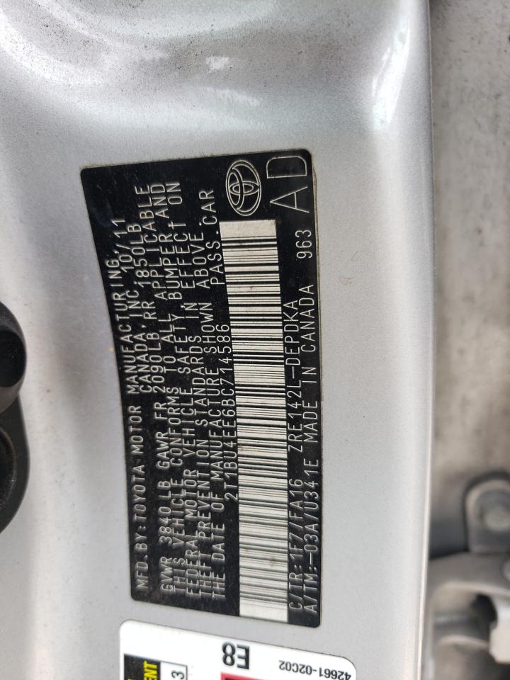 2011 Toyota Corolla Base VIN: 2T1BU4EE6BC714586 Lot: 80779465