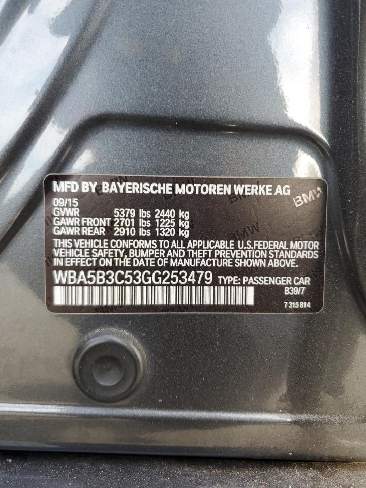 2016 BMW 535 Xi VIN: WBA5B3C53GG253479 Lot: 84274065