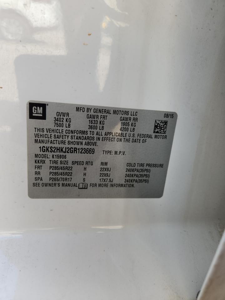 2016 GMC Yukon Xl Denali VIN: 1GKS2HKJ2GR123669 Lot: 82123235