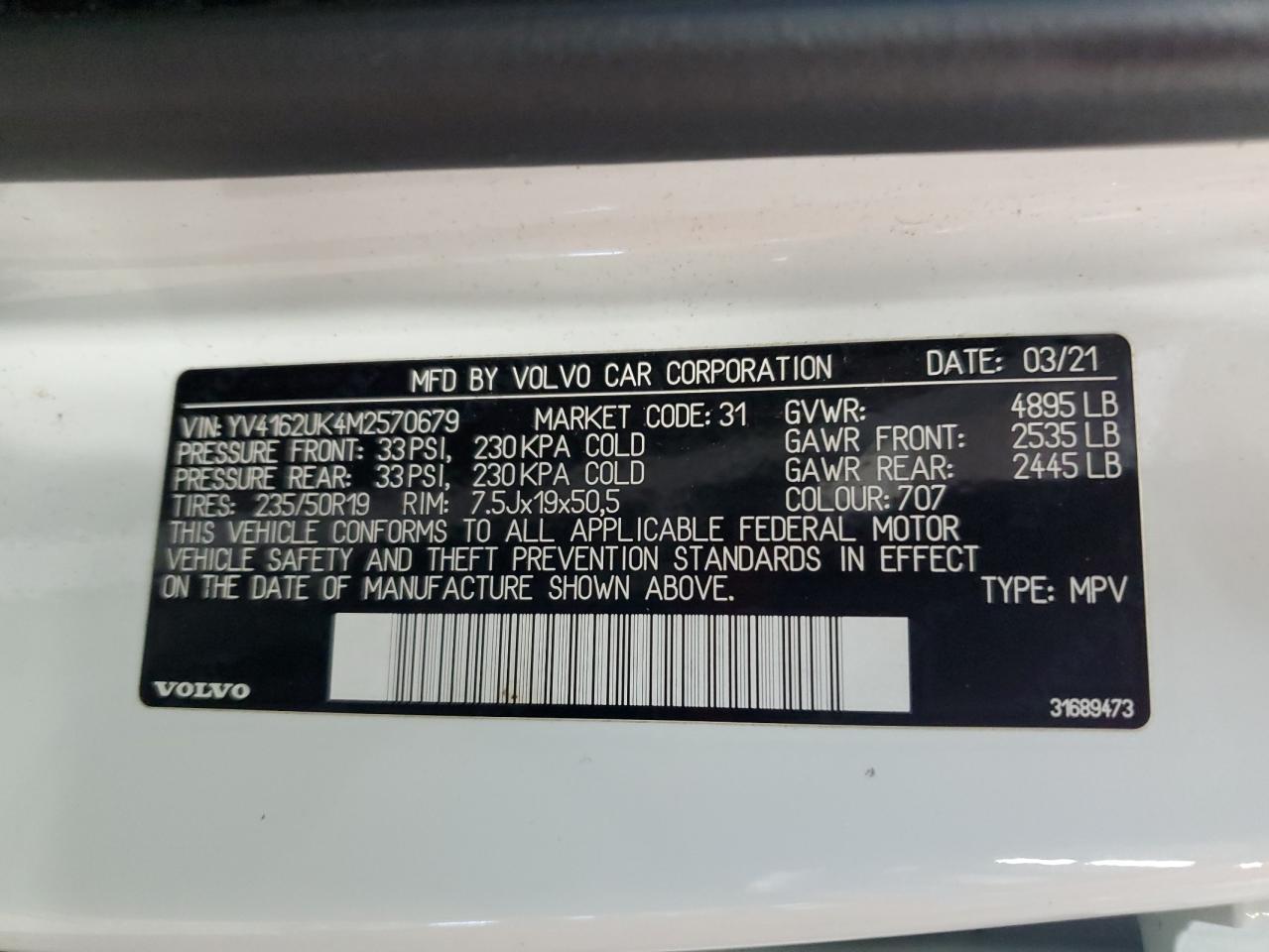 2021 Volvo Xc40 T5 Momentum VIN: YV4162UK4M2570679 Lot: 80367345