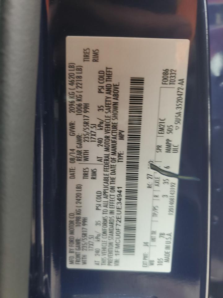 2014 Ford Escape S VIN: 1FMCU0F72EUE34941 Lot: 81603415