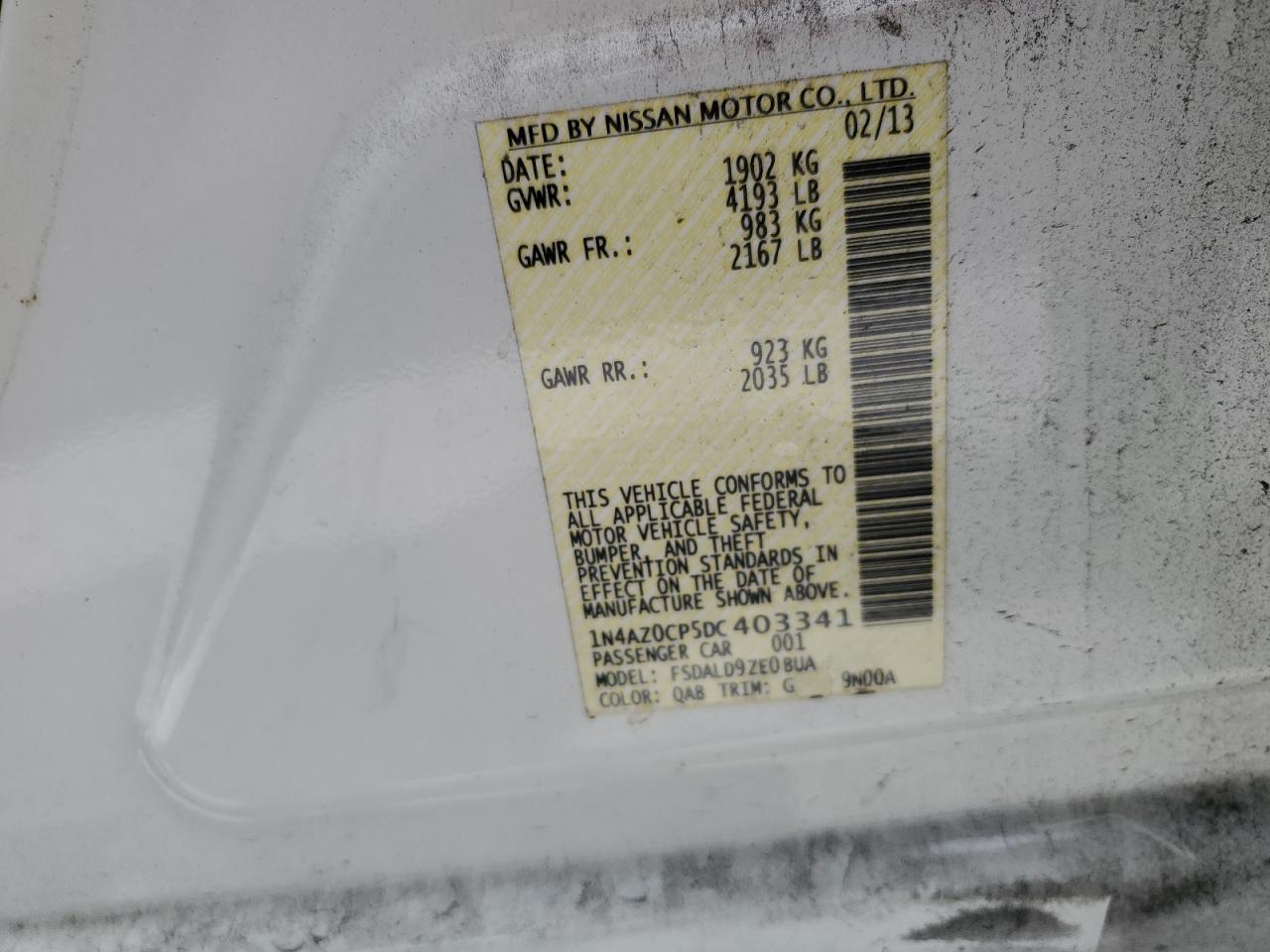 2013 Nissan Leaf S VIN: 1N4AZ0CP5DC403341 Lot: 80849205