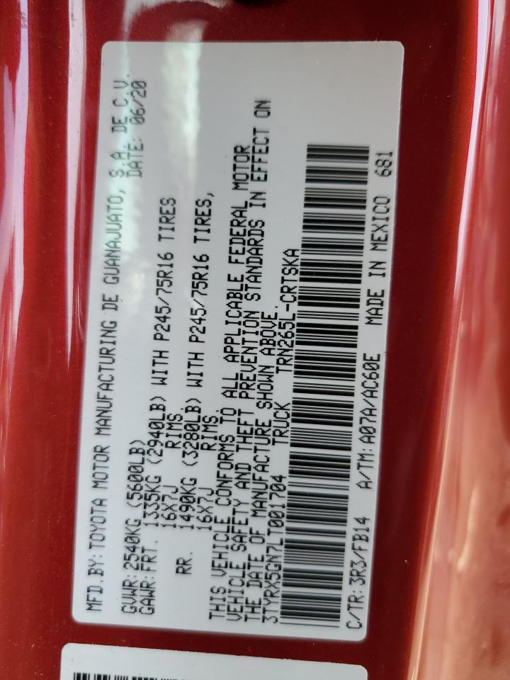 2020 Toyota Tacoma Access Cab VIN: 3TYRX5GN7LT001704 Lot: 80732755
