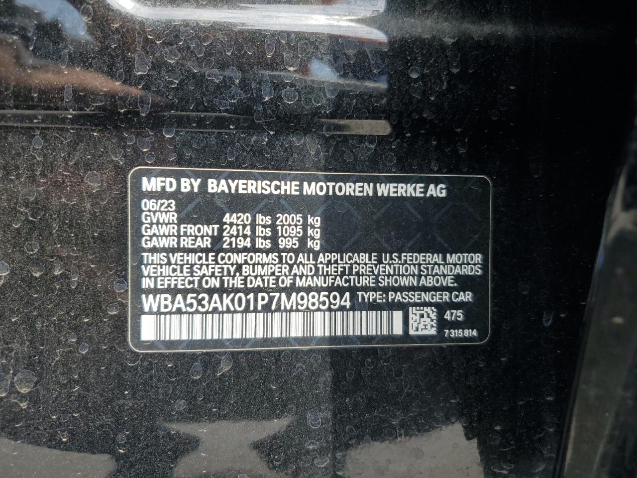 2023 BMW 228I VIN: WBA53AK01P7M98594 Lot: 71257645