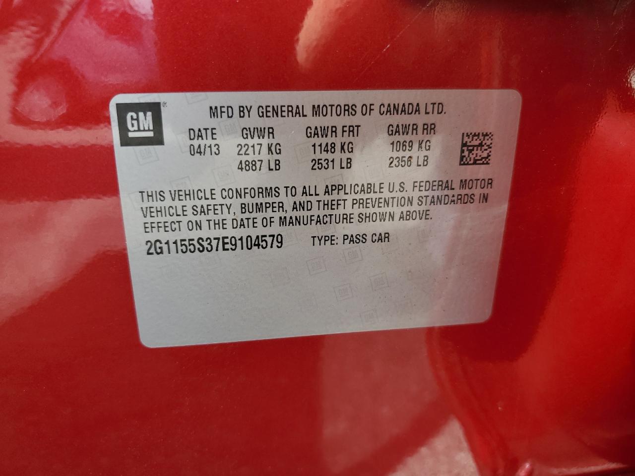 2014 Chevrolet Impala Ltz VIN: 2G1155S37E9104579 Lot: 69818315