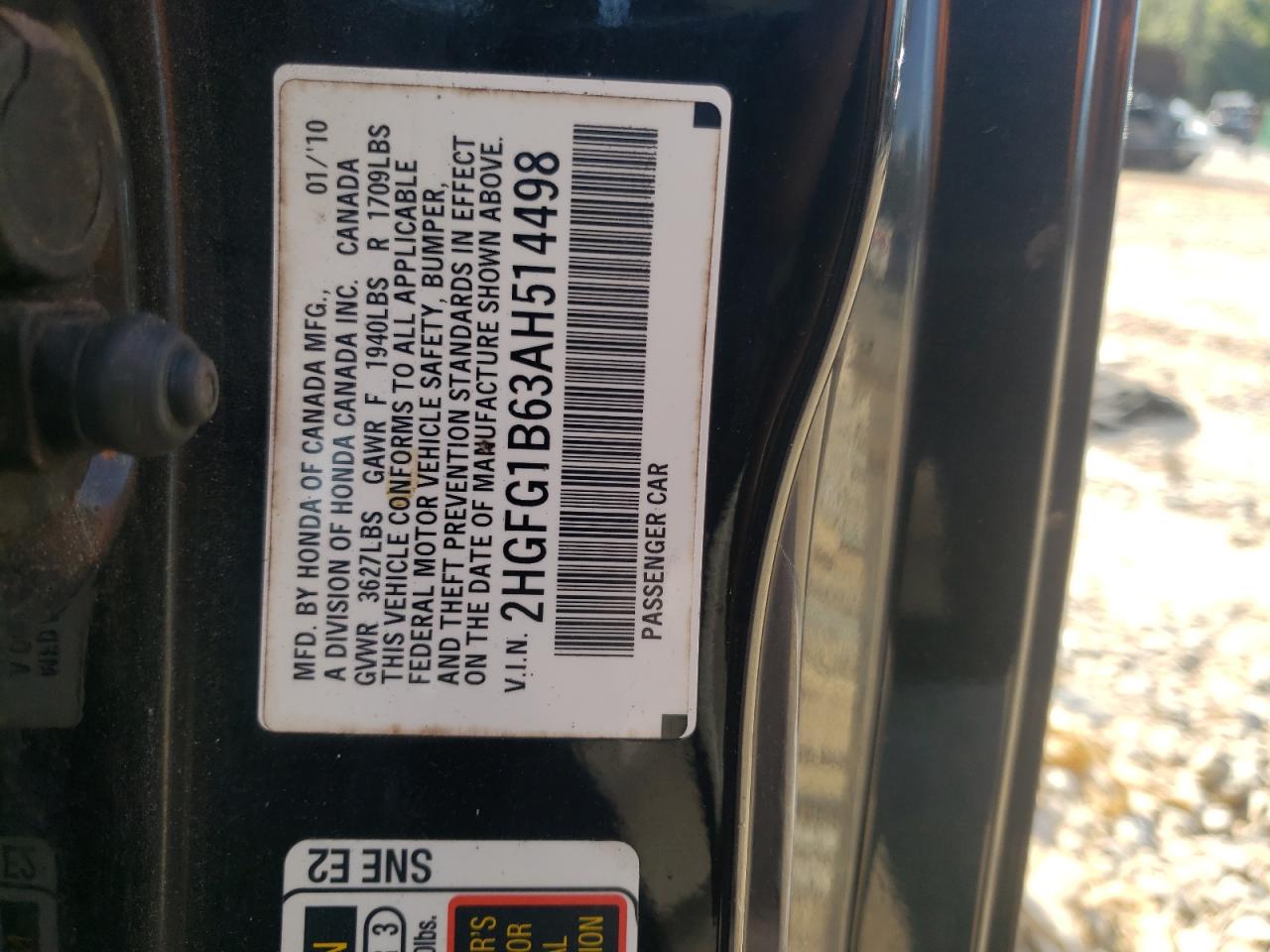 2010 Honda Civic Lx VIN: 2HGFG1B63AH514498 Lot: 81216205