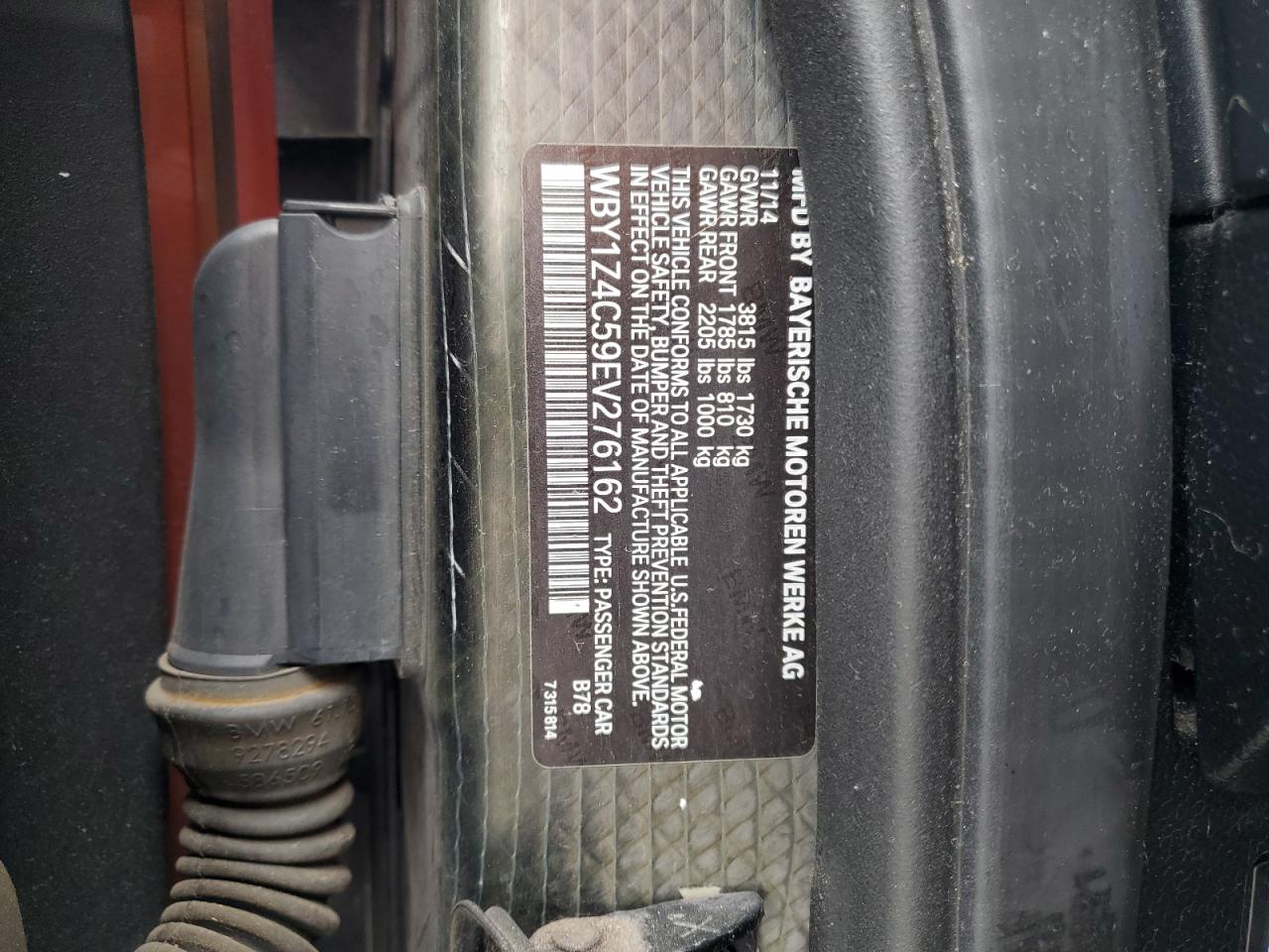 2014 BMW I3 Rex VIN: WBY1Z4C59EV276162 Lot: 81376995