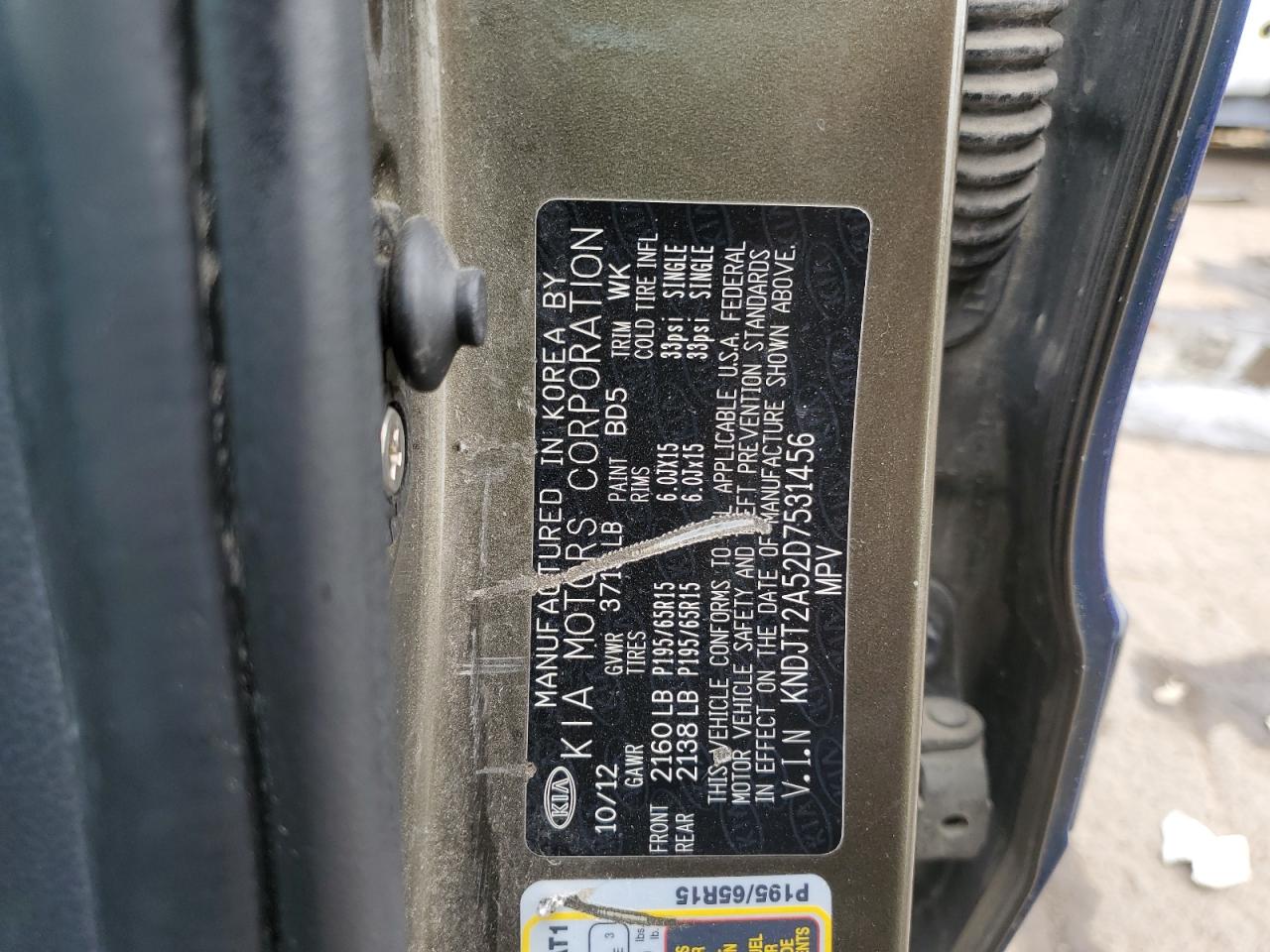 2013 Kia Soul VIN: KNDJT2A52D7531456 Lot: 81670805