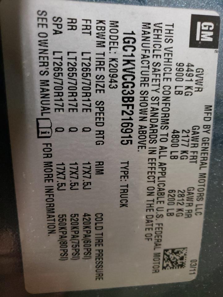 2011 Chevrolet Silverado K2500 Heavy Duty VIN: 1GC1KVCG3BF216915 Lot: 84241225