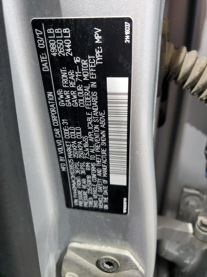 2017 Volvo V60 Cross Country Premier VIN: YV440MWK3H1039525 Lot: 69543345