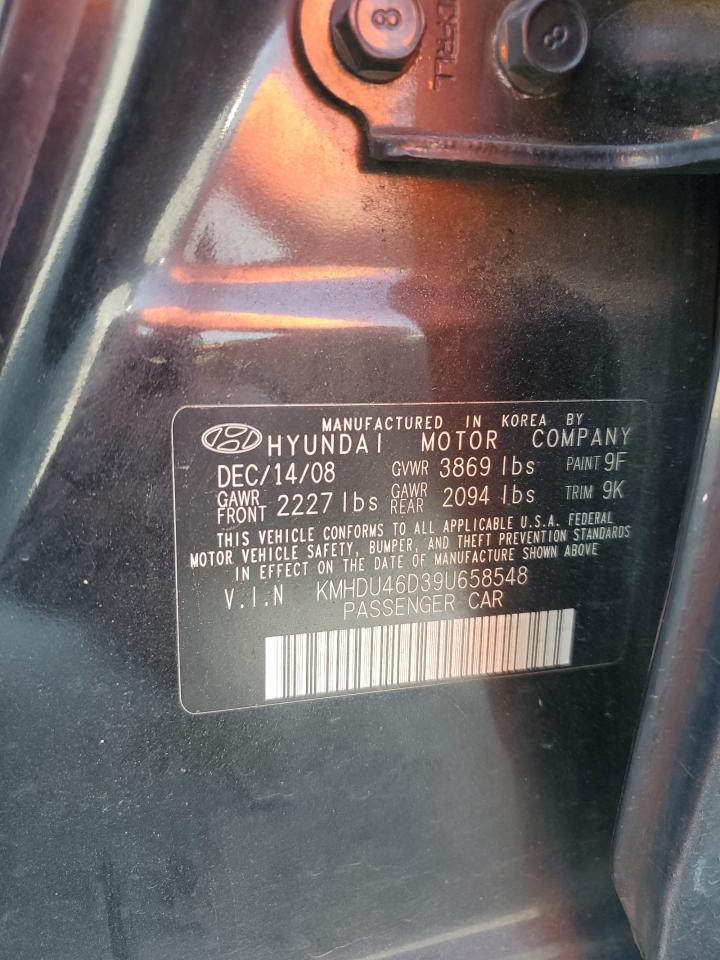 2009 Hyundai Elantra Gls VIN: KMHDU46D39U658548 Lot: 81662465