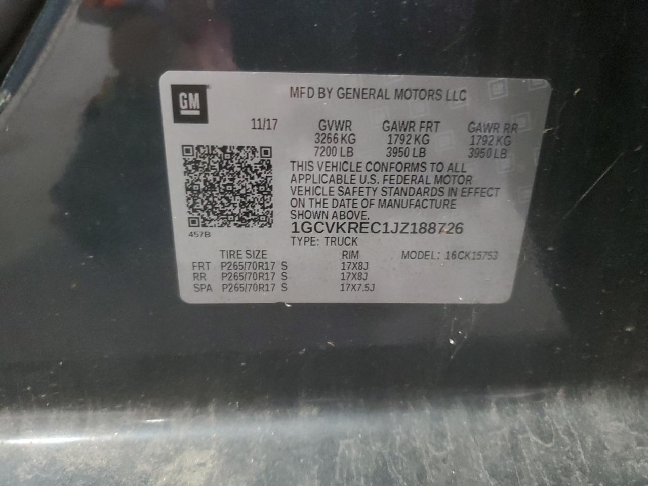 2018 Chevrolet Silverado K1500 Lt VIN: 1GCVKREC1JZ188726 Lot: 84754955