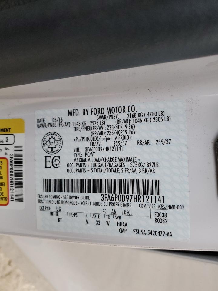 2017 Ford Fusion Titanium VIN: 3FA6P0D97HR121141 Lot: 84618045