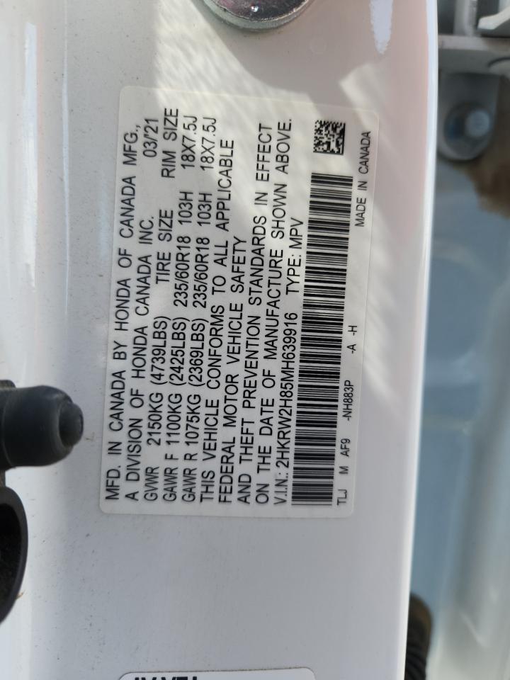2021 Honda Cr-V Exl VIN: 2HKRW2H85MH639916 Lot: 71463155