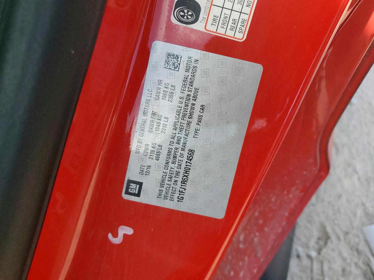 2017 Chevrolet Camaro Zl1 VIN: 1G1FJ1R6XH0174568 Lot: 82161185