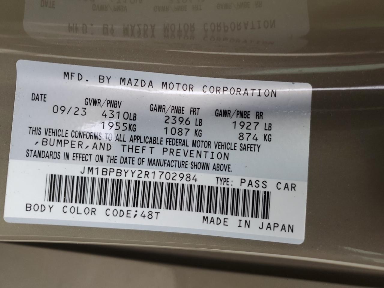 2024 Mazda 3 Carbon Turbo VIN: JM1BPBYY2R1702984 Lot: 83768175