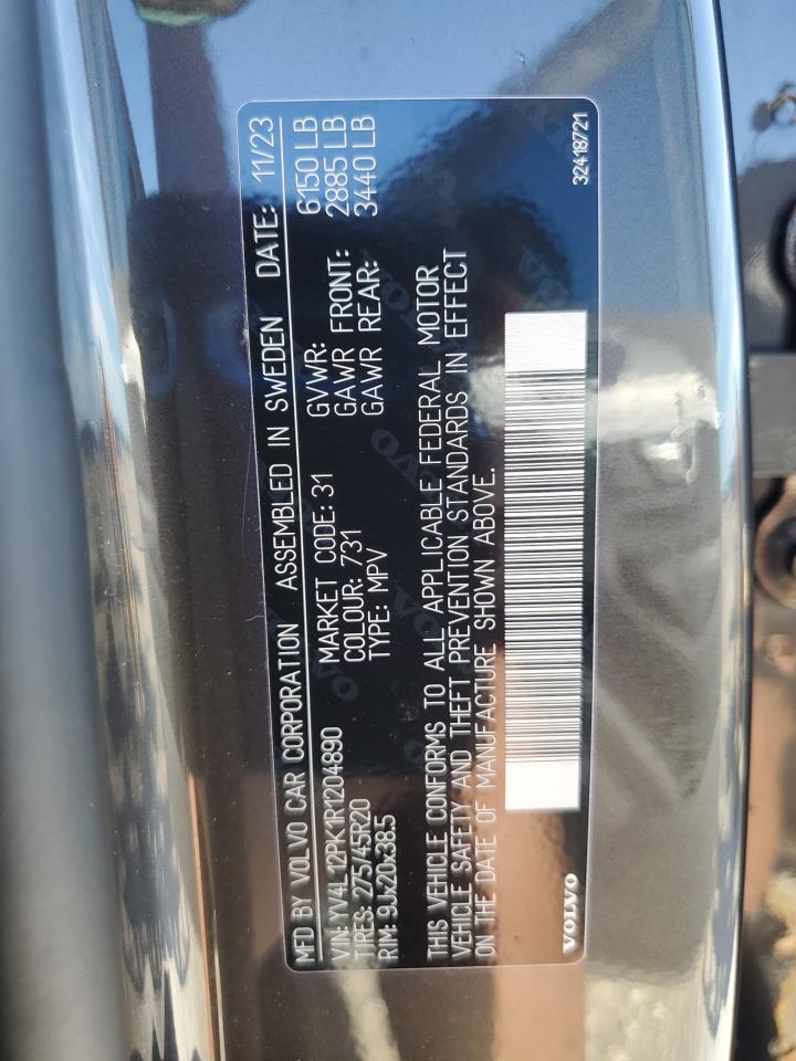 2024 Volvo Xc90 Core VIN: YV4L12PK1R1204890 Lot: 80585835