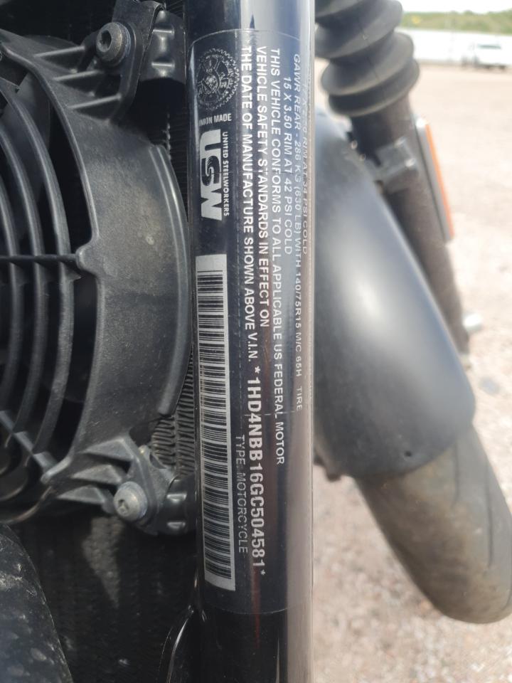 2016 Harley-Davidson Xg750 VIN: 1HD4NBB16GC504581 Lot: 81496735