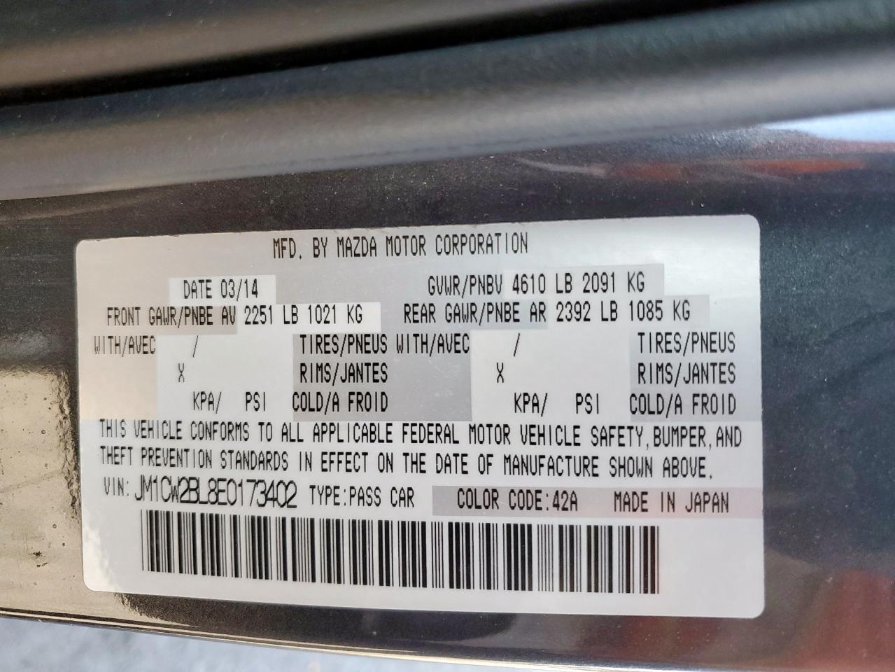 2014 Mazda 5 Sport VIN: JM1CW2BL8E0173402 Lot: 81904725