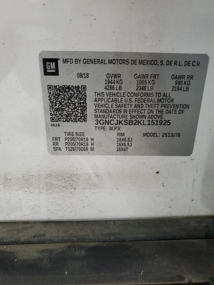 2019 Chevrolet Trax Ls VIN: 3GNCJKSB2KL151925 Lot: 84248795