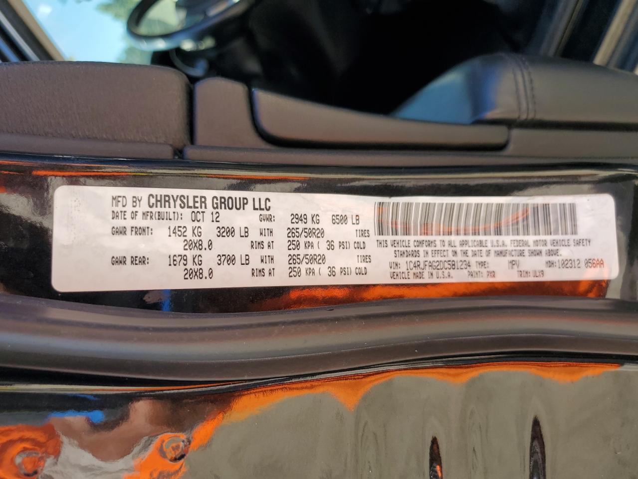 2013 Jeep Grand Cherokee Laredo VIN: 1C4RJFAG2DC581234 Lot: 80180195