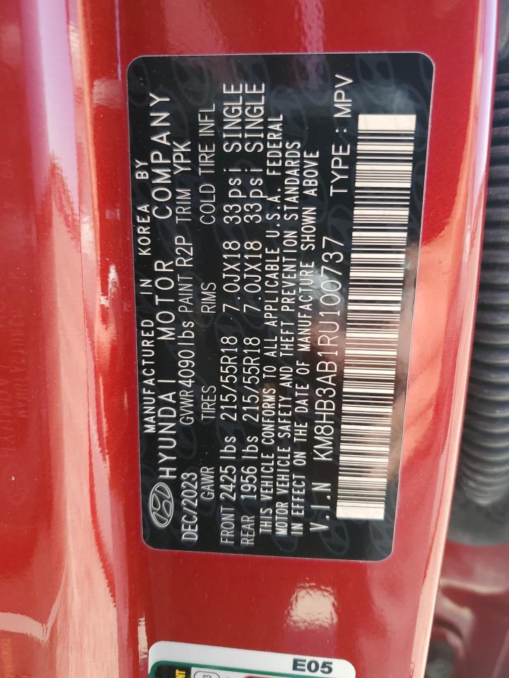 2024 Hyundai Kona Sel VIN: KM8HB3AB1RU100737 Lot: 81327315