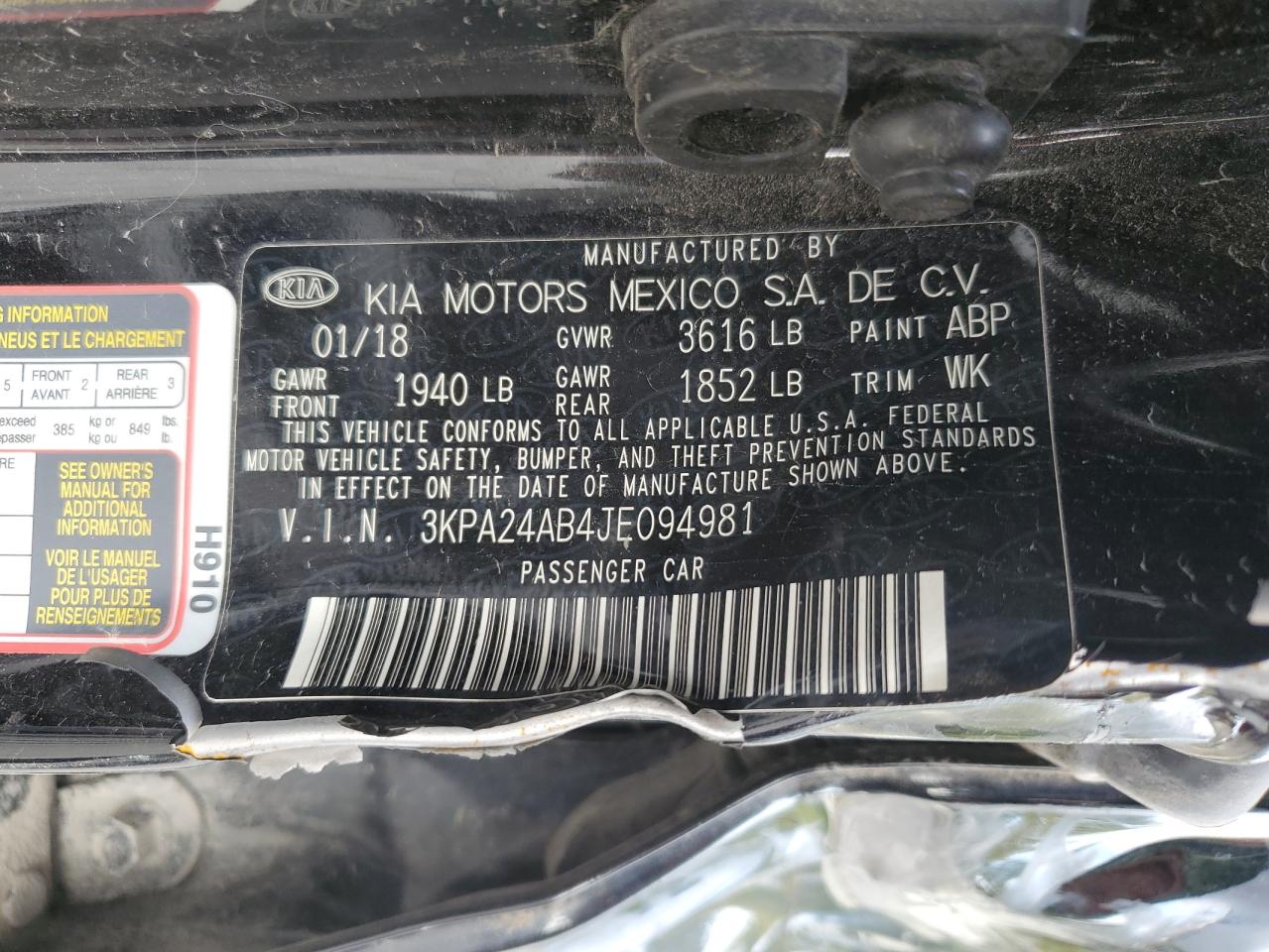 2018 Kia Rio Lx VIN: 3KPA24AB4JE094981 Lot: 81397095