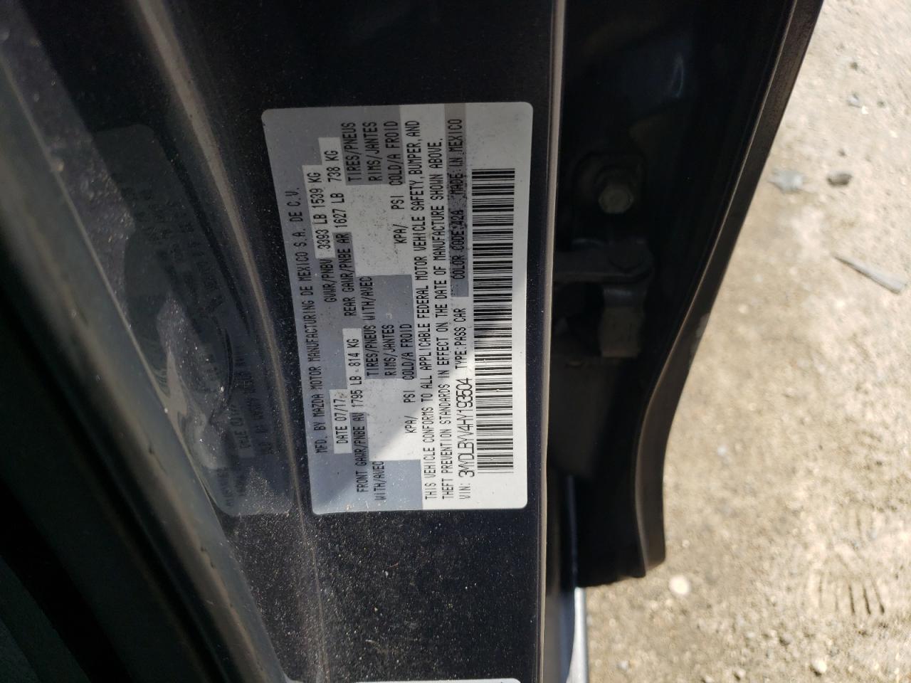 2017 Toyota Yaris Ia VIN: 3MYDLBYV4HY193504 Lot: 71540825