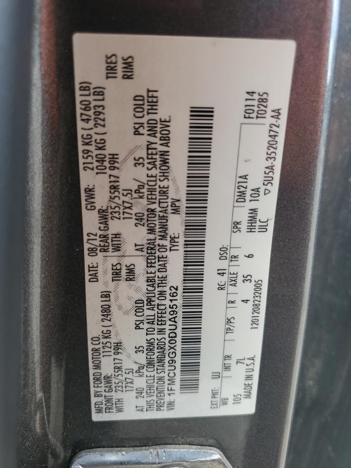 2013 Ford Escape Se VIN: 1FMCU9GX0DUA95162 Lot: 84371185