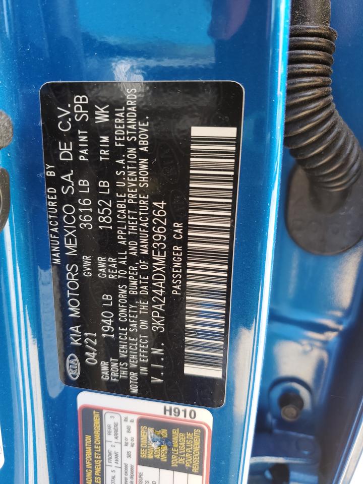 2021 Kia Rio Lx VIN: 3KPA24ADXME396264 Lot: 71591425