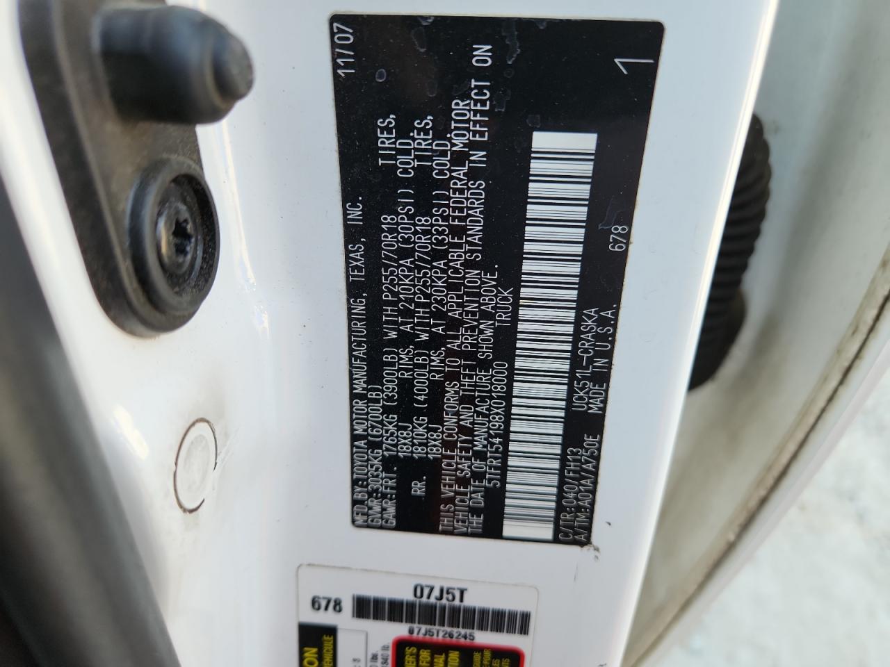 2008 Toyota Tundra Double Cab VIN: 5TFRT54198X018000 Lot: 81215965