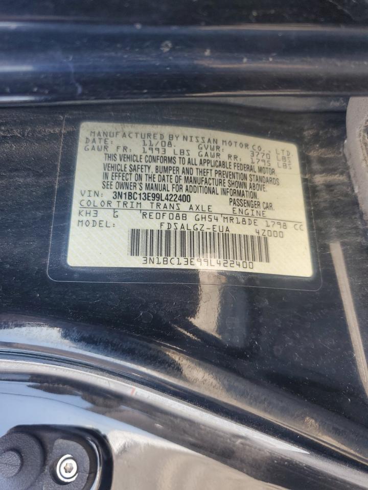 2009 Nissan Versa S VIN: 3N1BC13E99L422400 Lot: 81916435