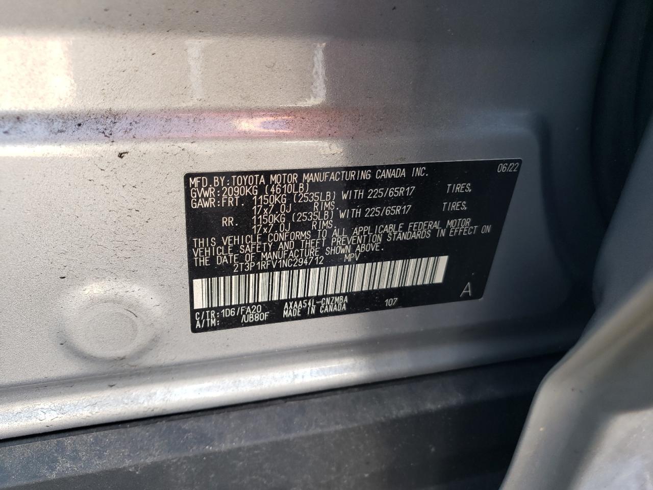 2022 Toyota Rav4 Xle VIN: 2T3P1RFV1NC294712 Lot: 80331705