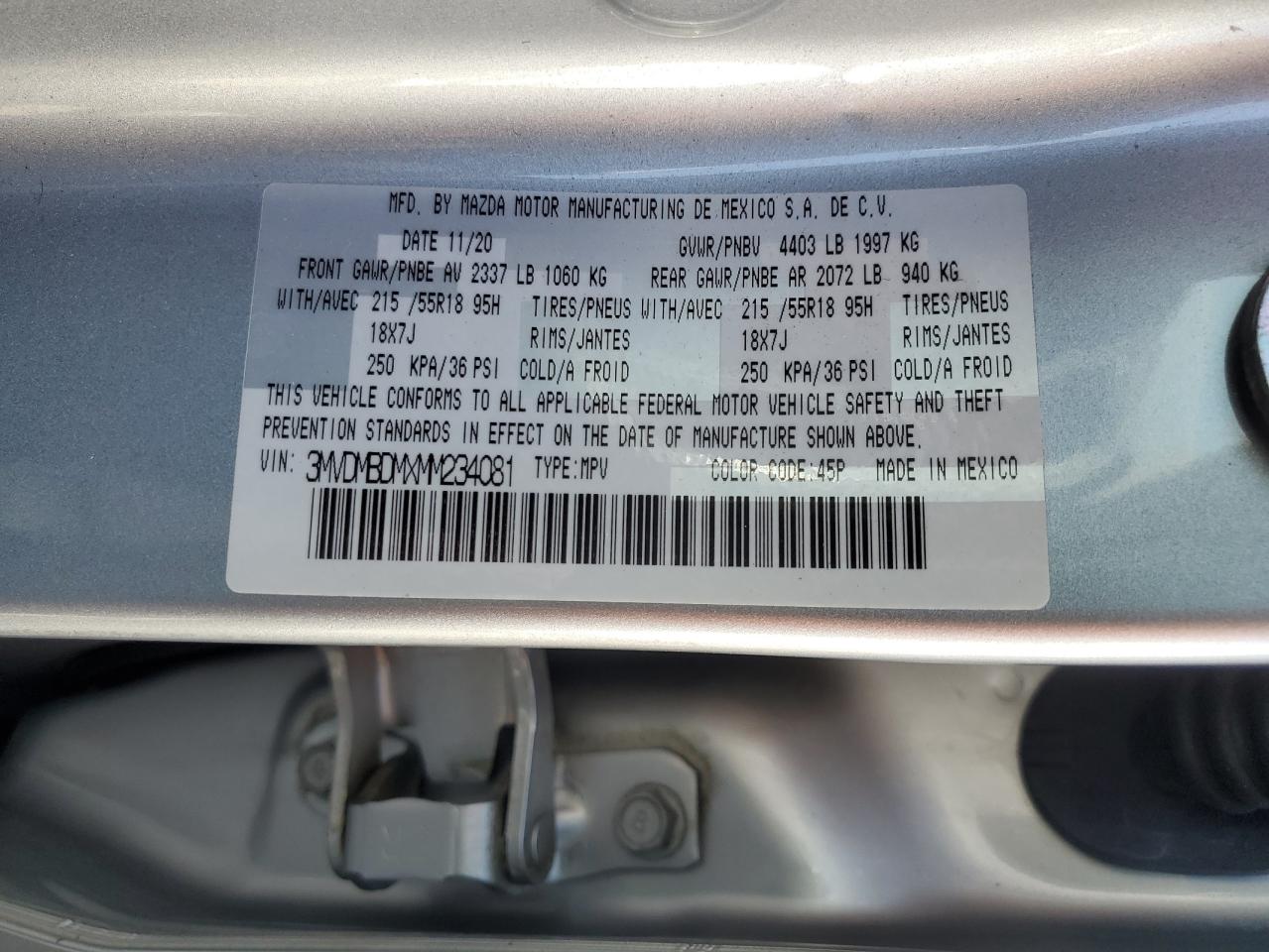 2021 Mazda Cx-30 Premium VIN: 3MVDMBDMXMM234081 Lot: 81324095