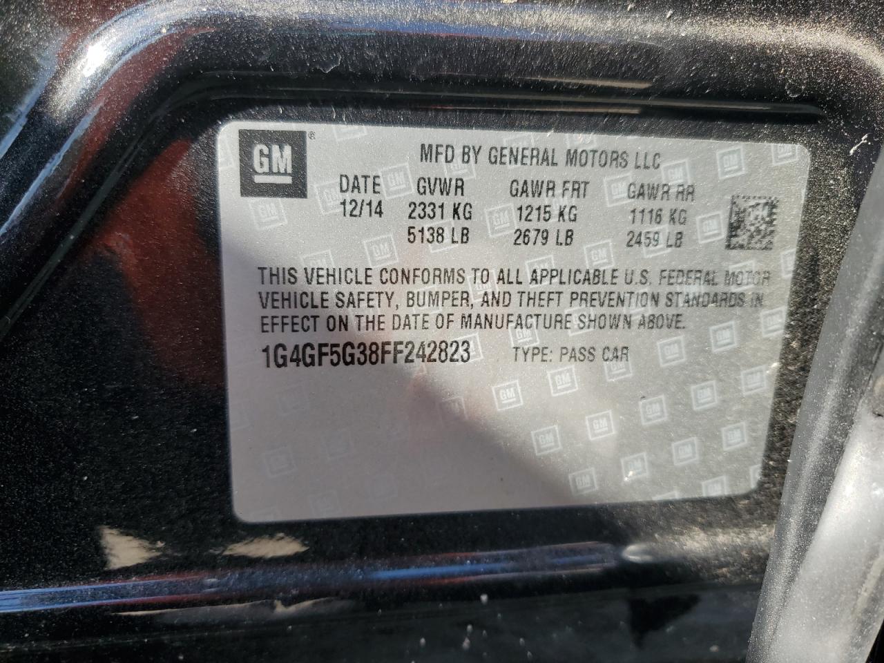 2015 Buick Lacrosse Premium VIN: 1G4GF5G38FF242823 Lot: 70829825