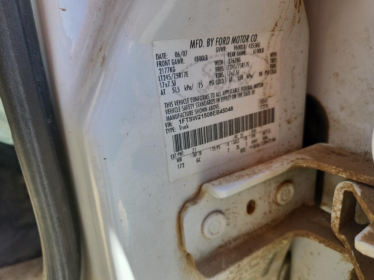 2008 Ford F250 Super Duty VIN: 1FTSW21508EB45048 Lot: 81588005